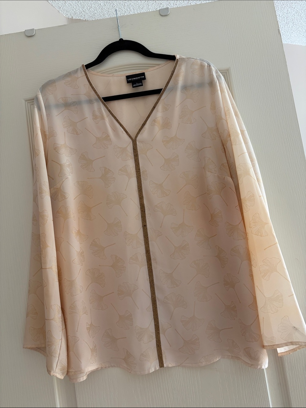 Liz Claiborne Peach Floral-Print Blouse